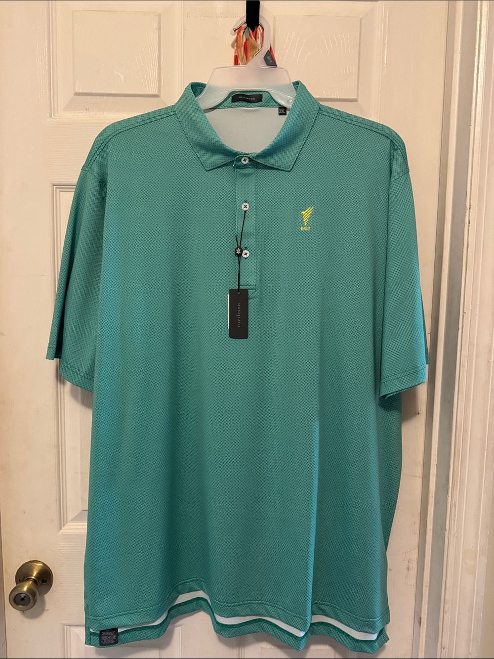 Performance Teal Polo with Contrast Logo - turtleson Brand
